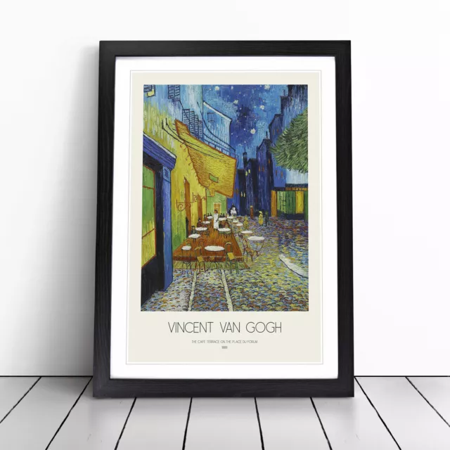 Cafe Terrace With Border By Vincent Van Gogh Wall Art Print Framed Picture