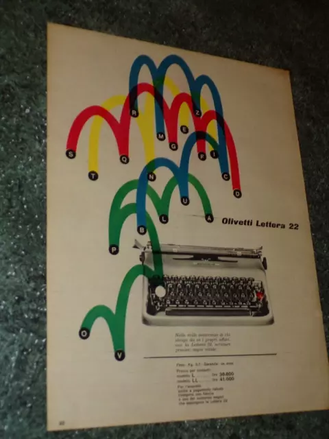 Olivetti Lettera 22 Anno 1954 Anni 50 Pubblicita=Advertising=Werbung 1