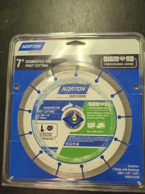 NEW! Norton 7" Segmented Rim Diamond Saw Blade 50510-038