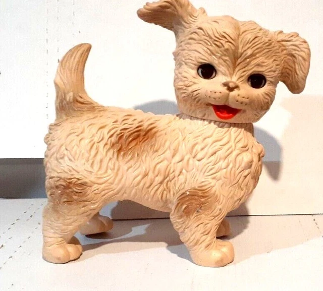 1960's Edward Mobley Arrow Rubber Puppy Dog Toy WOOFY - Blinks & Squeaks (#995)