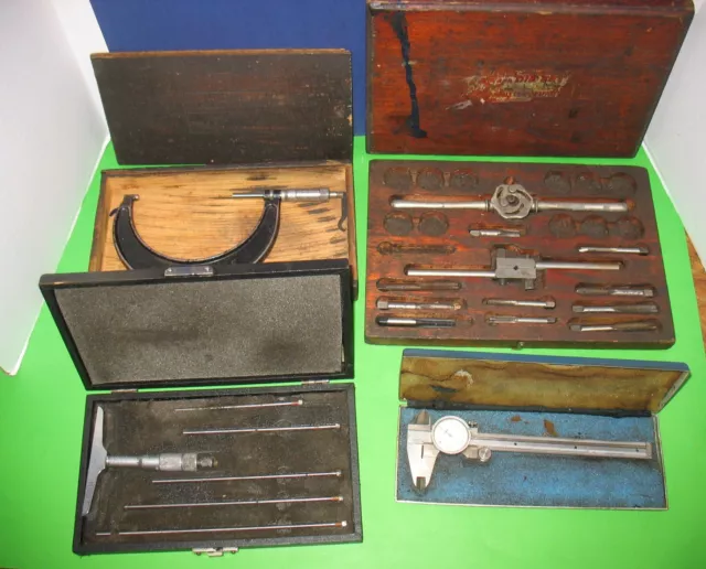 Assorted Lot of Machinist Tools Parts Micrometer Tap Vintage