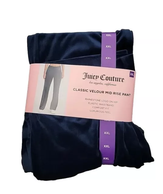 Womens Juicy Couture Velour Blue Mid Rise Pants Size XXL NWT