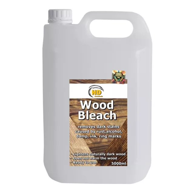 5000ml Wood Bleach - removes dark stains & marks from wood furniture oak FREE P&