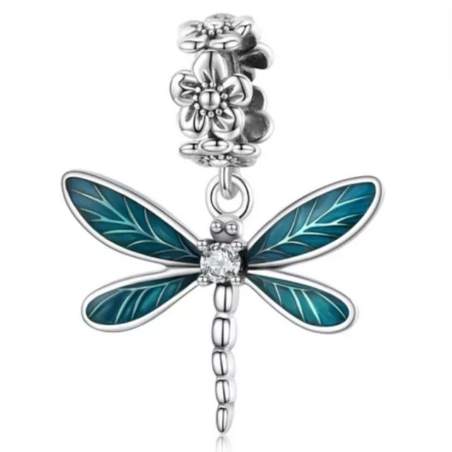 Anhänger Libelle 925 Silber Emaille bemalt besonderes Geschenk Schmetterling