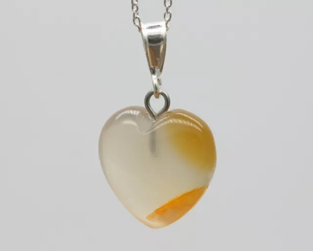 Argento Sterling Luce Design Agata Cuore Amore Goccia Pendente e Collana 16mm