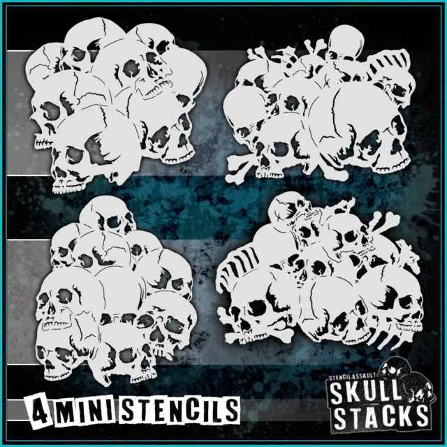 Skull Stack Mini Set #1 - Skull Pile Airbrush Stencil Template