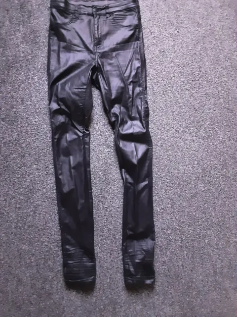 EX M&S LEATHER LEGGING- high waisted faux leather look legging trouser pant  458