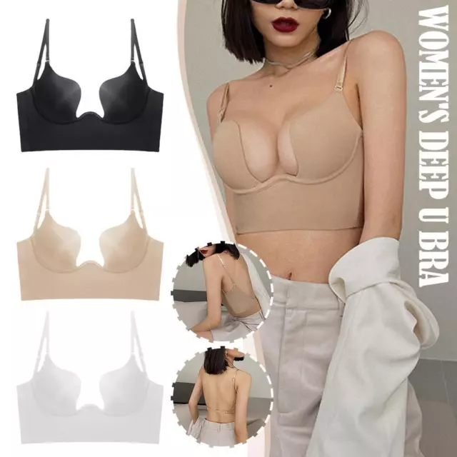 NEW SEAMLESS PUSH Up Bra Deep Plunge Low Cut Backless and Invisible for  $14.21 - PicClick AU