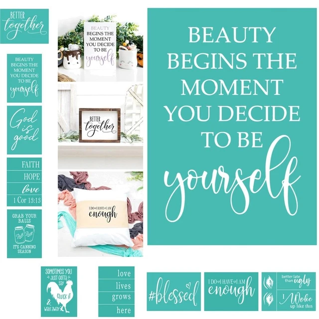 Plantilla de impresión reutilizable decoración hágalo usted mismo letras frase patrón autoadhesivo