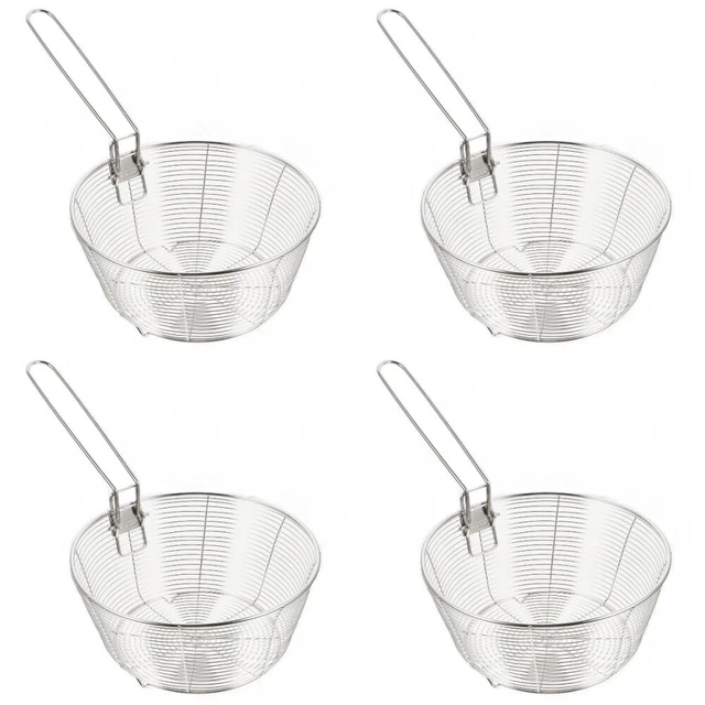 4 piezas cesta para freír de acero inoxidable cesta para freír profunda cesta para freír con mes de mango
