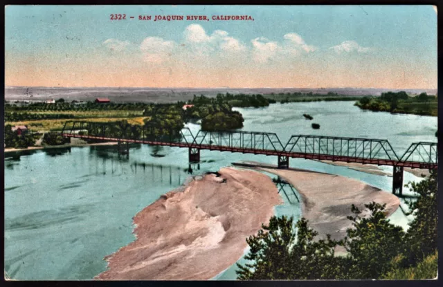 Vintage Postcard Bridge  Over San Joaquin River, California                  pcb