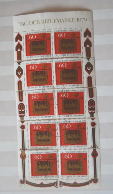 Briefmarken BRD 1979  Nr 1023 60+30 Pf Kleinbogen Tag der Briefmarke, gestempelt