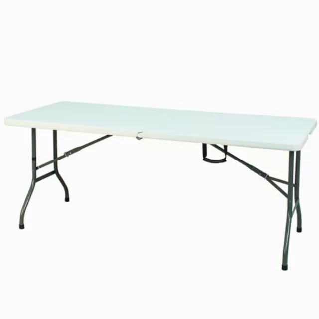 6ft Folding Trestle Table White Party Picnic BBQ Carry Outdoor Stall Table 1.8m