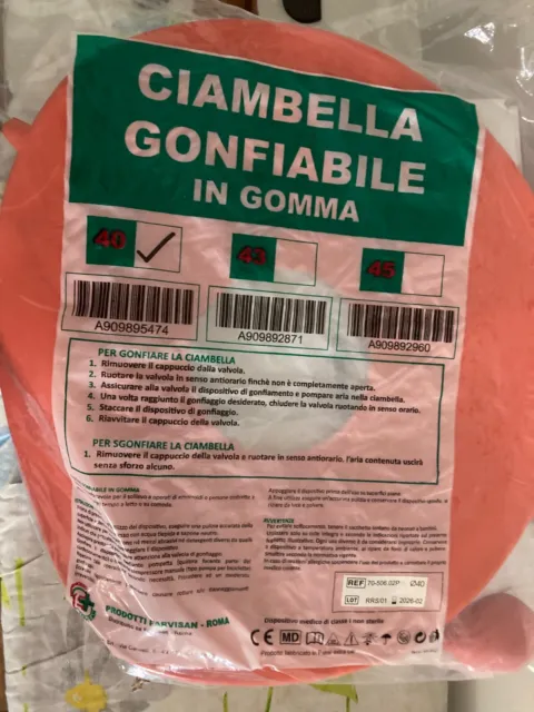 Ciambella Antidecubito Gonfiabile Cuscino in Gomma per Emorroidi Diametro 40cm