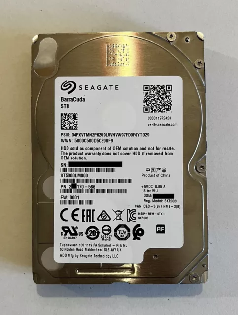 Seagate BarraCuda 5TB, 5400RPM, 6,35 cm (2,5 Zoll) (ST5000LM000)