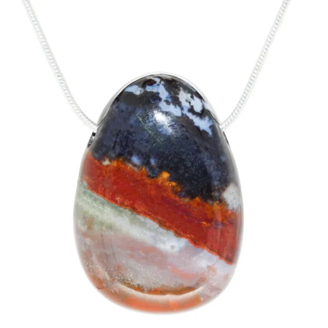 Sardonyx Tropfen Anhänger mit Schlangenkette aus 925er Sterling Silber