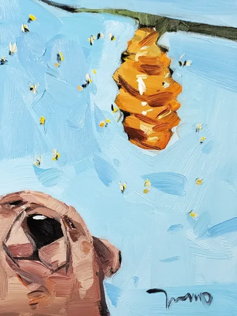 JOSE TRUJILLO Oil Painting IMPRESSIONISM Collectible ORIGINAL Bear Honeycomb Bee
