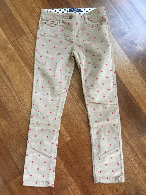 NEW MINI BODEN Corduroy Skinny Pants Brown Tan & Pink polka dot 11 11Y