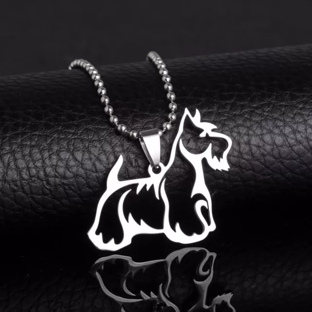 Stainless Steel Scottish Terrier Scottie Pet Dog Tag Charm Pendant Necklace