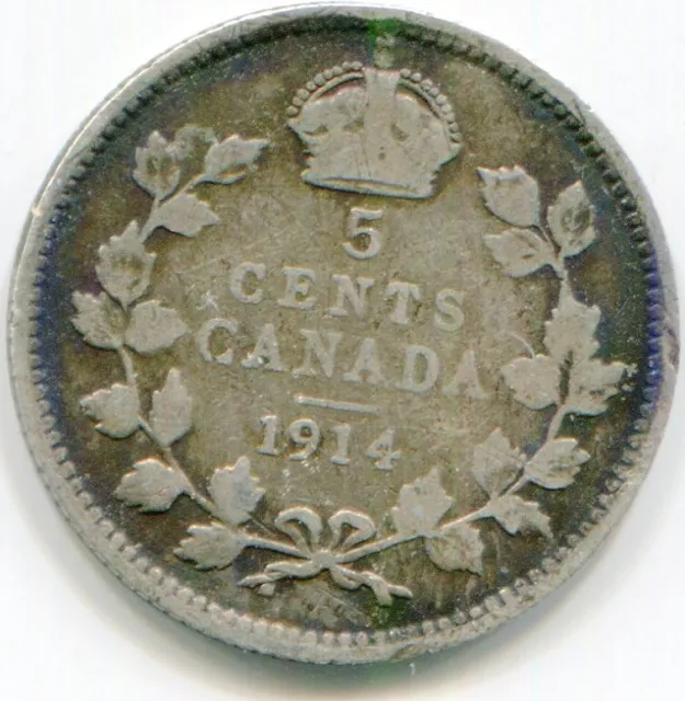 Canada 5 Cents silver 1914  lotjun4513