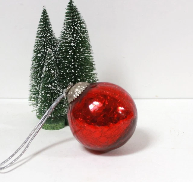 Ancienne Boule De Noël En Verre églomisé Mercurisé - 1900 - Diamètre 7,5 Cm