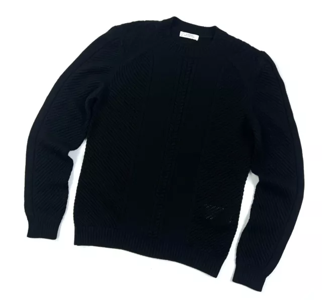 Luxury Men's VERSACE COLLECTION Black Wool Large Knit Casual Sweater Size M/L