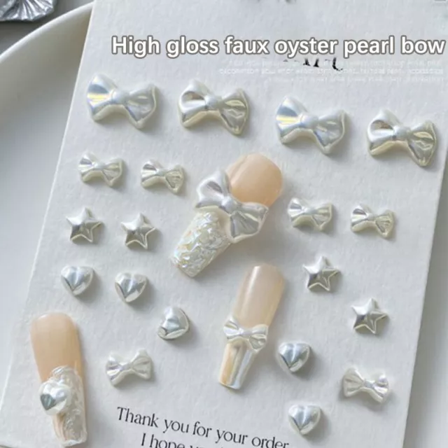 Simulated Pearl Love Bow Nail Painting Resin Decoration Accessory Nail Patches