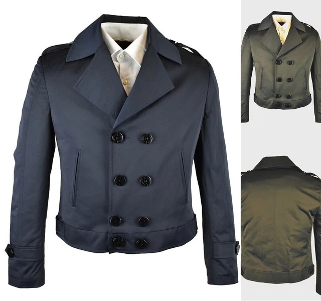 cappotto uomo elegante invernale doppio petto slim fit corto trench nero giacca