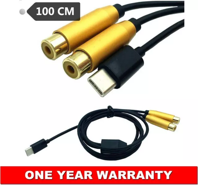 USB-C Type-C Male to Dual RCA Male Female Adapter Cable Stereo Audio Gold Plated