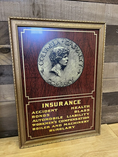NOS 1948 Columbia Casualty Co Insurance Sign New In Original Box RARE RARE