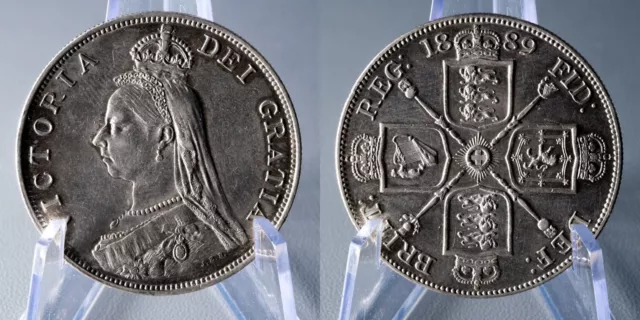 1889 Victoria Silver Double Florin – Inverted “1” - EF