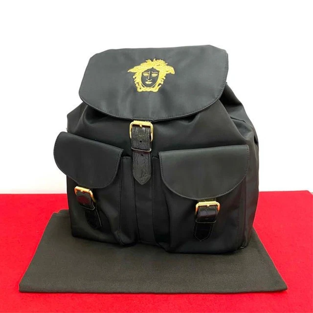 GIANNI VERSACE  Medusa BackPack Rucksack Black Leather/Nylon beautiful product