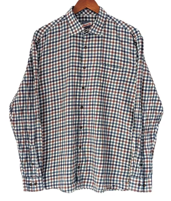 johnnie-O Hangin Out flannel shirt XL red blue check gingham Mariner normcore