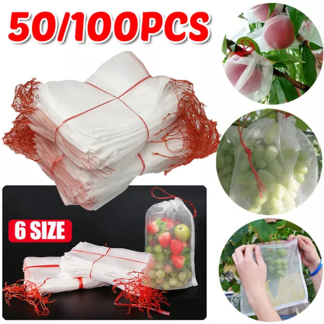 50/100pcs Agriculture Garden Fruit Vegetable Protection Exclusion Mesh Net Bags