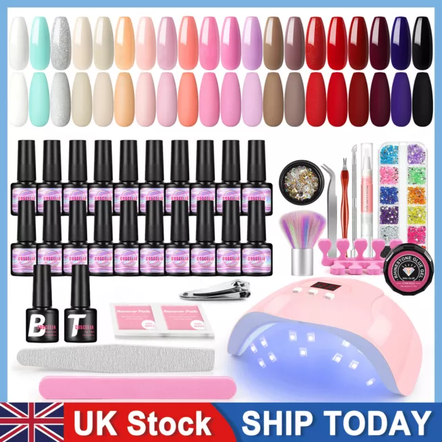 Gel Nail Polish Set With UV Nail Lamp Manicure Starter Set Nail Salon 20 Colours