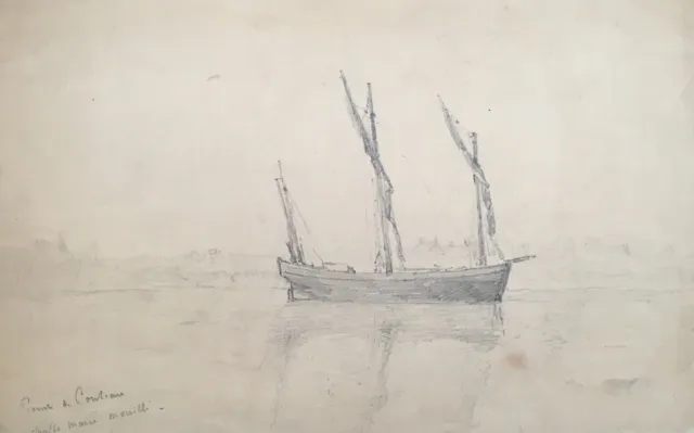 Old drawing, Navy, Boat, Sailboat, Early 20th century
