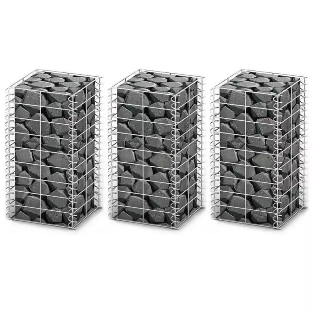 Set of 3 Gabion Wall Barrier Structure Galvanised Steel Basket Welded Mesh Cage