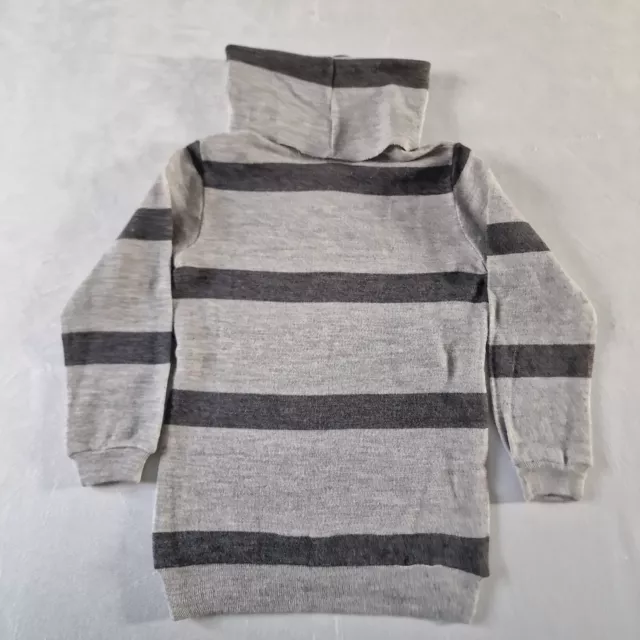 Vintage 1970s  Polo Neck Jumper-3-4 Yrs- Grey Stripe Acrylic/Wool  KA48