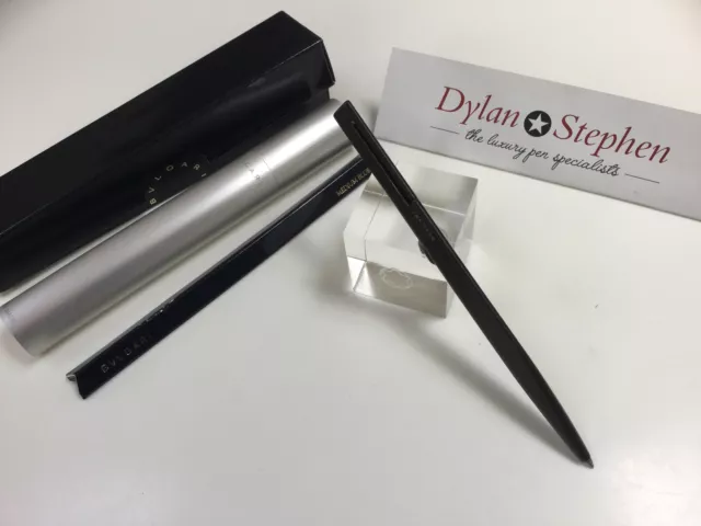 BVLGARI ECCENTRIC MATTE black ballpoint pen with case NEW 160.00