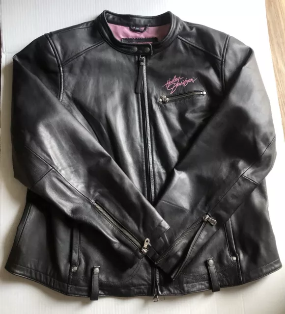 Women’s 2XL Harley-Davidson Genuine Leather Riders Jacket Black /Pink  5 Pockets