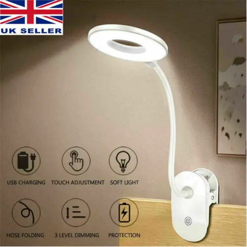 USB Flexible LED Reading Light Clip-on Beside Bed Desk Read Table Lamp Book Lamp