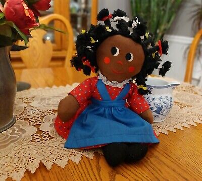 Sweet African American Cloth Doll Gambina Doll Folk Art Primitive Vintage Doll