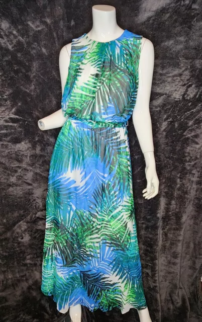 NWT Calvin Klein Women's Plus Size Palm-Print Maxi Dress