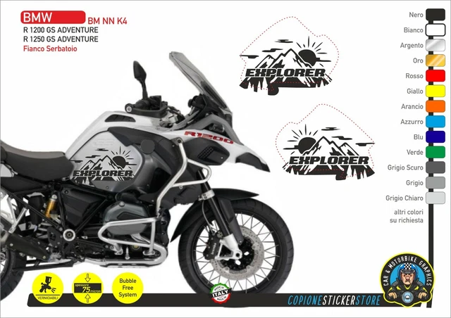 Lot 2 Autocollants Flancs Réservoir Motorrad R 1250 GS Adventure Rallye - Compatible R1200 GS Noir Bleu Rouge