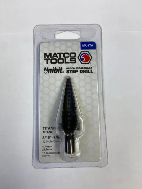 USA MADE MATCO TOOLS Unibit Step Drill 3/16" - 7/8" 12 Sizes IRWIN 10234 MU4TA