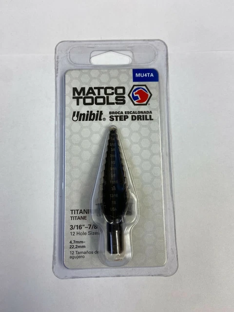 USA MADE MATCO TOOLS Unibit Step Drill 3/16" - 7/8" 12 Sizes IRWIN 10234 MU4TA