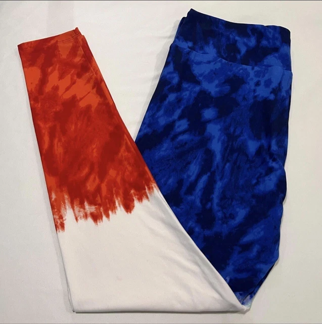 NEW LuLaRoe TC Leggings BLUE WHITE RED Dip Summer TIE DYE Hippie Vacation USA