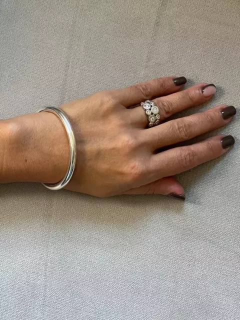 Sterling silver Handmade Bangle, Thick Chunky Solid Silver Round Bangle Bracelet