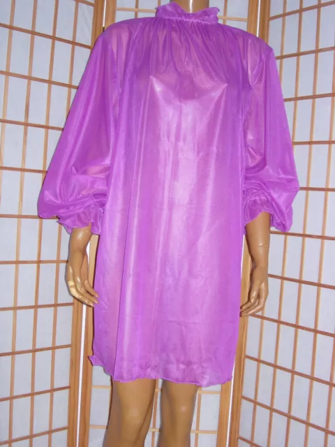 Wundervolles Adult Sissy Nylon Transparent Nachtkleid  Lila Negligee 3