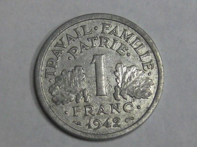 PIÈCE DE 1942 ETAT FRANCAIS 1 FRANC "la Francisque" Graveur LB EUR 1,90